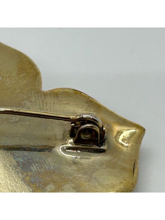 Vintage Liz Claiborne Brooch Burgundy Rose Pink Rhinestones Gold Tone Floral - Picture 9 of 11